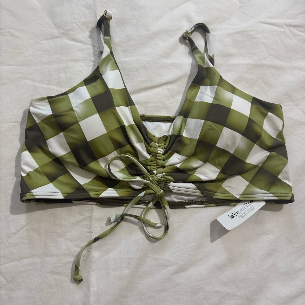 La Vie En Rose Olive Checkered Swimwear